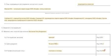Как правильно заполнить акт о несчастном случае на производстве форма N-2